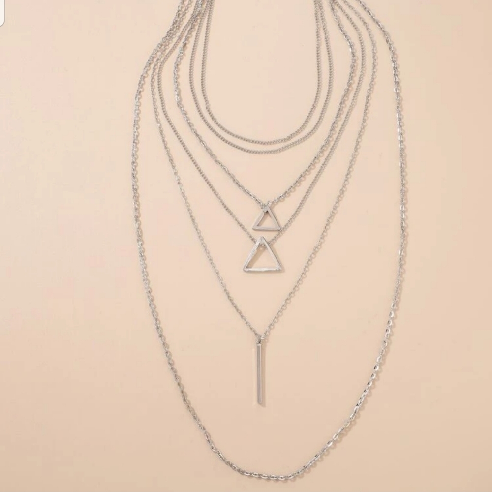 *Connie* Layered Triangle Necklace - Picture 4 of 4